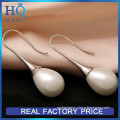 925 sterling silver oval 12*15mm freshwater white dangle pearl drop earrings